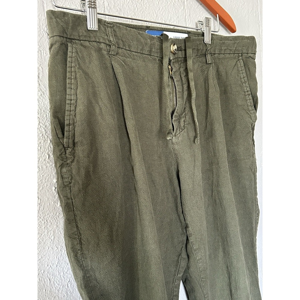 Old Navy Men's Loose Taper Linen Blend Pants Green Size L Drawstring Casual - Picture 2 of 5